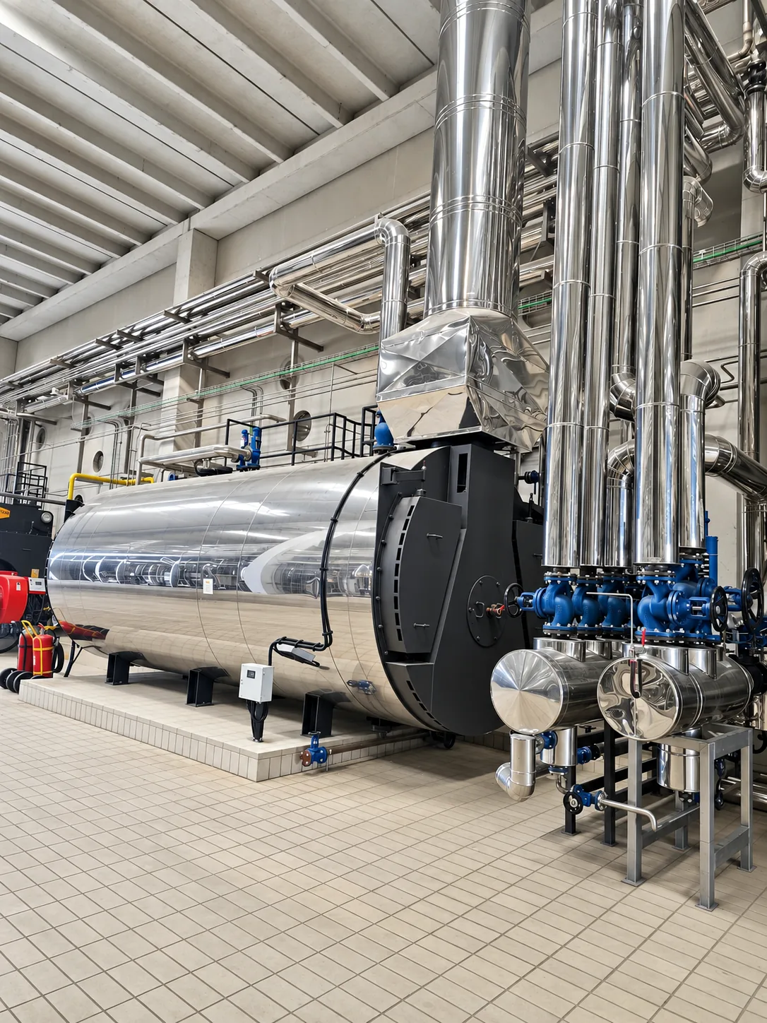 Generatore di vapore con tubazioni coibentate in centrale termica